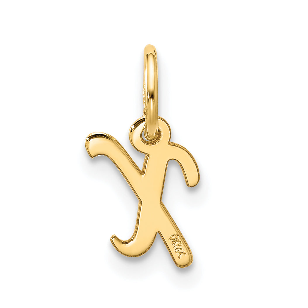 10K Gelbgold Klein Schreibschrift Initiale X Charm