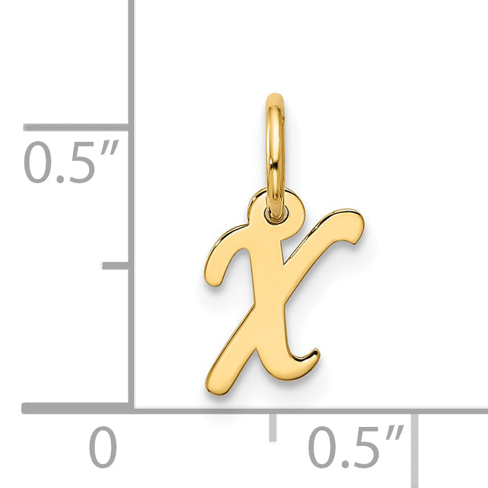 10K Gelbgold Klein Schreibschrift Initiale X Charm