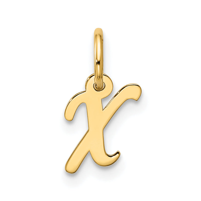 10K Gelbgold Klein Schreibschrift Initiale X Charm
