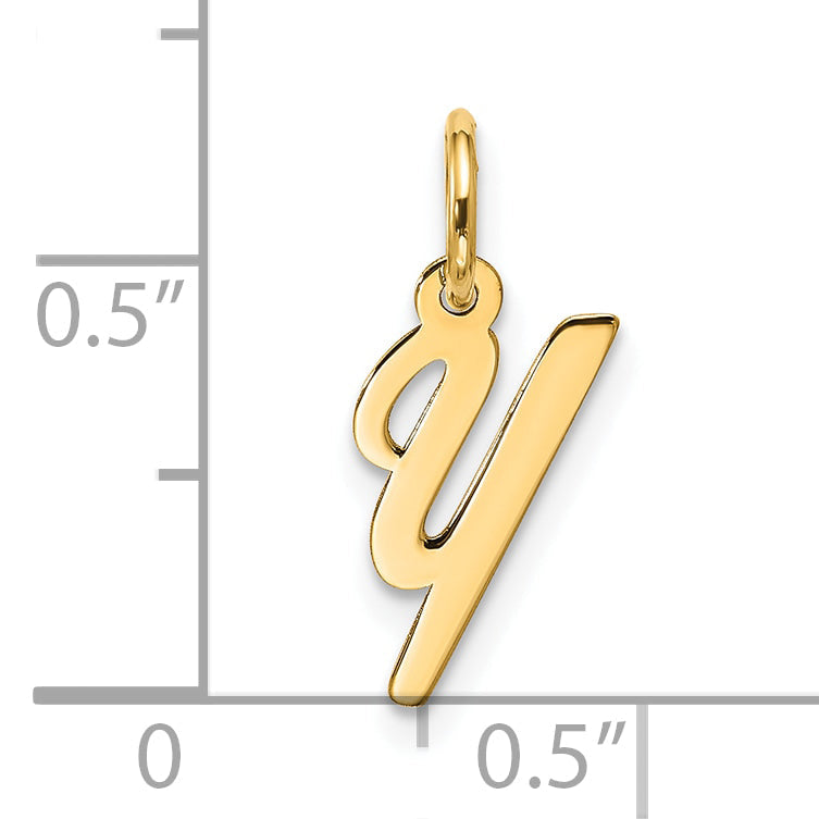 10K Gelbgold Klein Schreibschrift Initiale Y Charm
