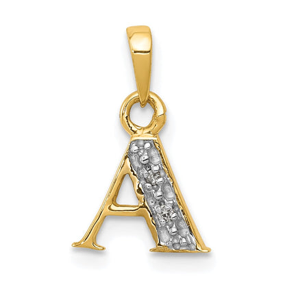 10K Gelb mit Rhodium 10K und Rhodium Diamant Initiale A Anhänger
