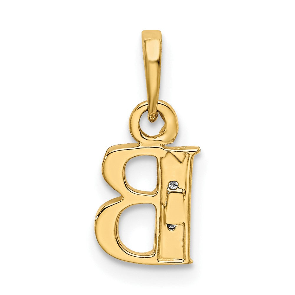 10K Gelb mit Rhodium 10K und Rhodium Diamant Initiale B Anhänger