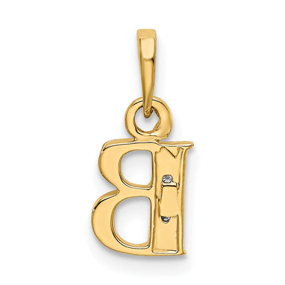 10K Gelb mit Rhodium 10K und Rhodium Diamant Initiale B Anhänger