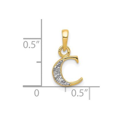 10K Gelb mit Rhodium 10K und Rhodium Diamant Initiale C Anhänger
