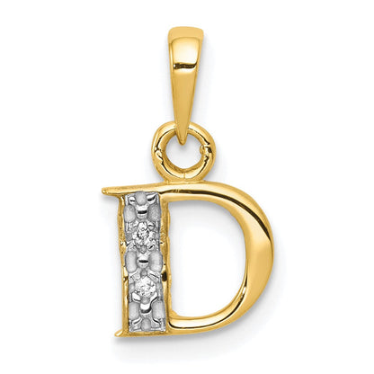 10K Gelb mit Rhodium 10K und Rhodium Diamant Initiale D Anhänger