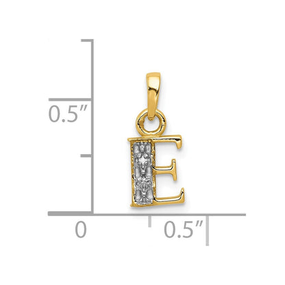 10K Gelb mit Rhodium 10K und Rhodium Diamant Initiale E Charm