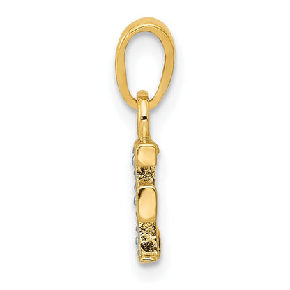 10K Gelb mit Rhodium 10K und Rhodium Diamant Initiale F Charm