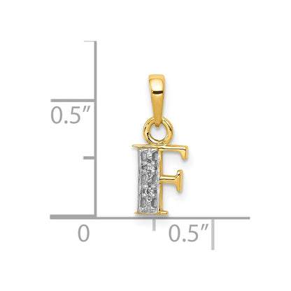 10K Gelb mit Rhodium 10K und Rhodium Diamant Initiale F Charm