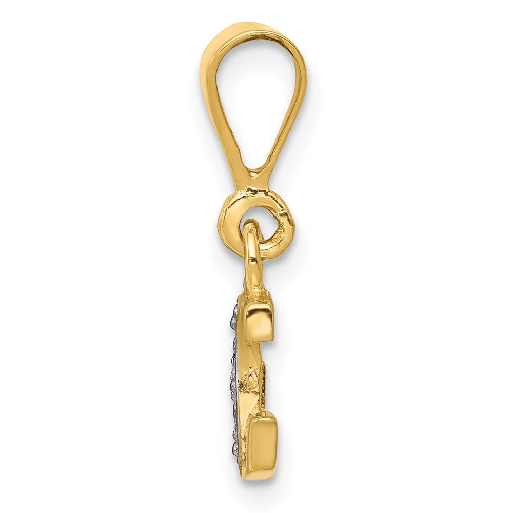 10K Gelb mit Rhodium 10K und Rhodium Diamant Initiale G Charm