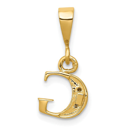 10K Gelb mit Rhodium 10K und Rhodium Diamant Initiale G Charm