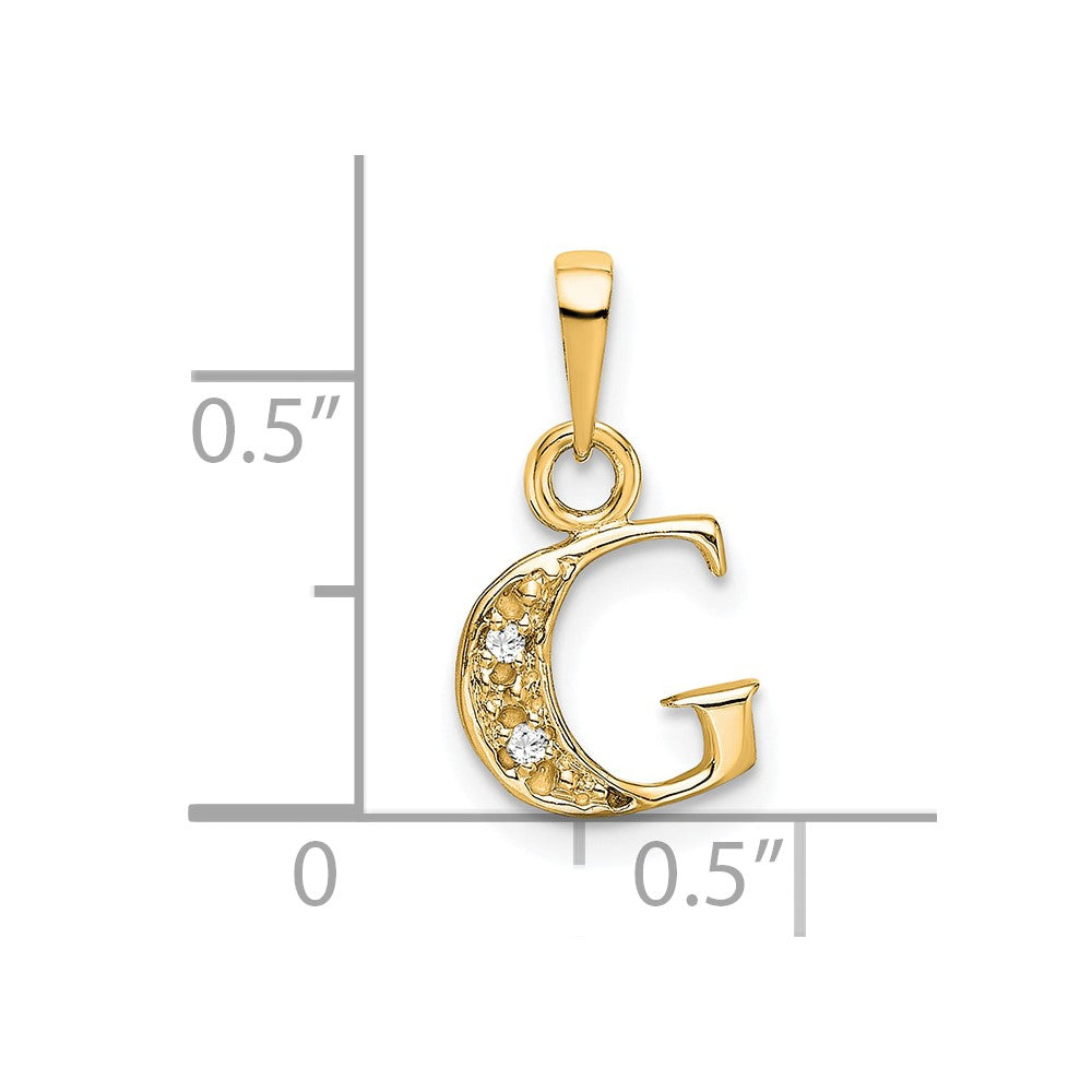 10K Gelb mit Rhodium 10K und Rhodium Diamant Initiale G Charm
