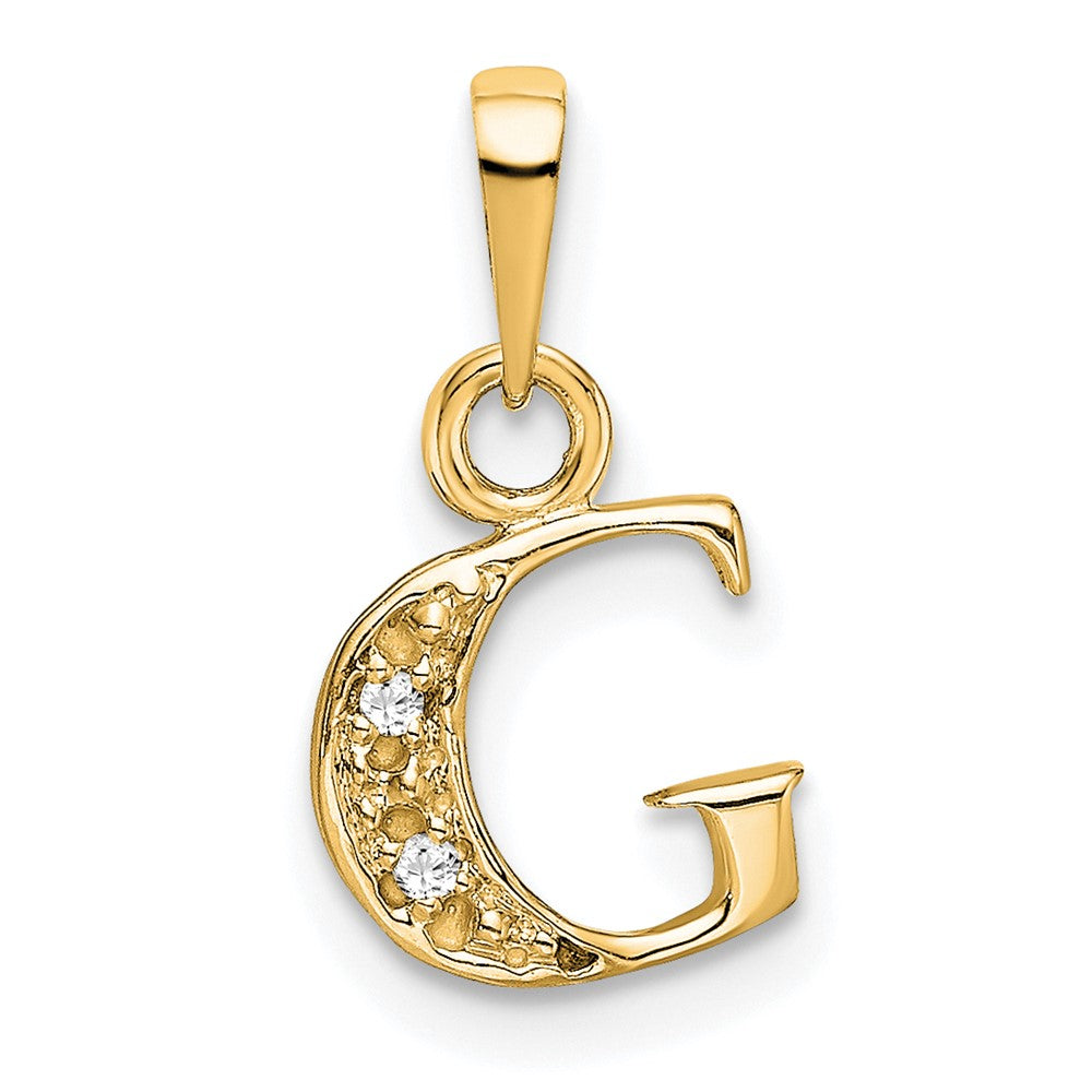 10K Gelb mit Rhodium 10K und Rhodium Diamant Initiale G Charm