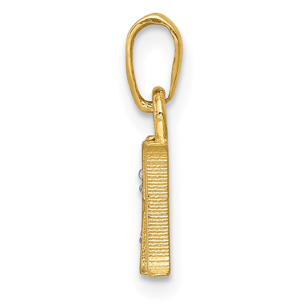 10K Gelb mit Rhodium 10K und Rhodium Diamant Initiale H Charm