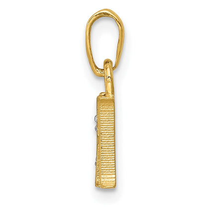 10K Gelb mit Rhodium 10K und Rhodium Diamant Initiale H Charm