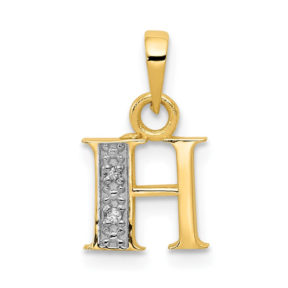 10K Gelb mit Rhodium 10K und Rhodium Diamant Initiale H Charm