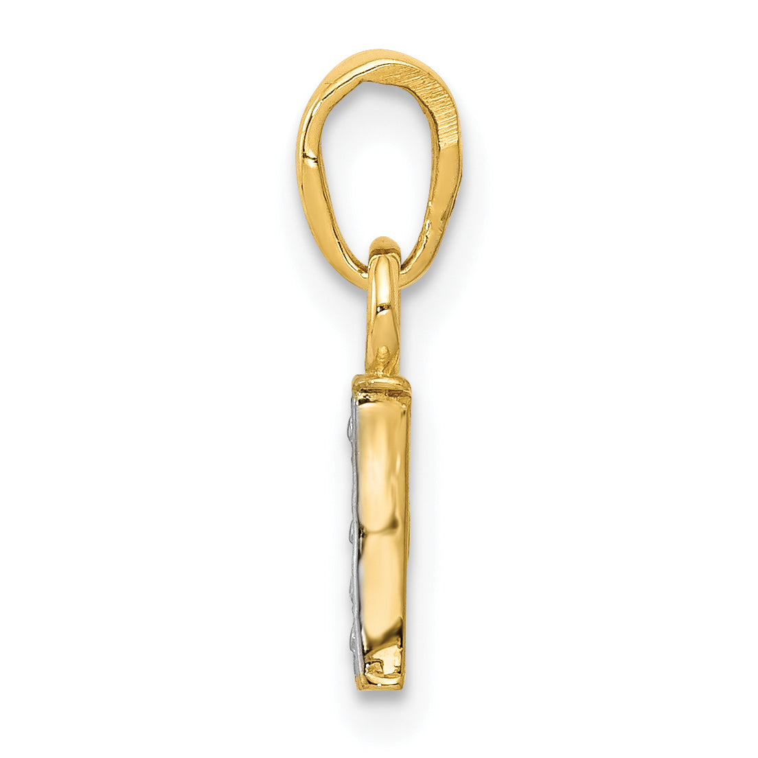 10K Gelb mit Rhodium 10K und Rhodium Diamant Initiale I Charm