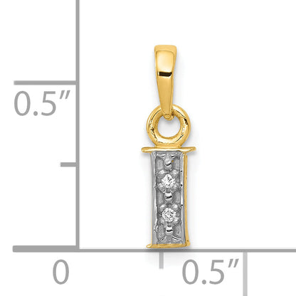 10K Gelb mit Rhodium 10K und Rhodium Diamant Initiale I Charm