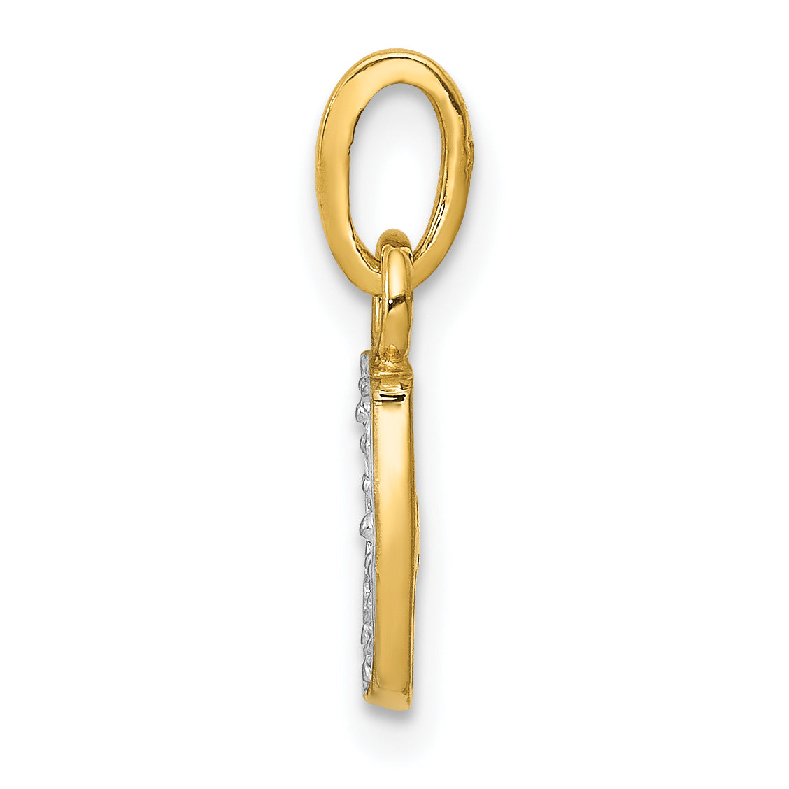 10K Gelb mit Rhodium 10K und Rhodium Diamant Initiale J Charm
