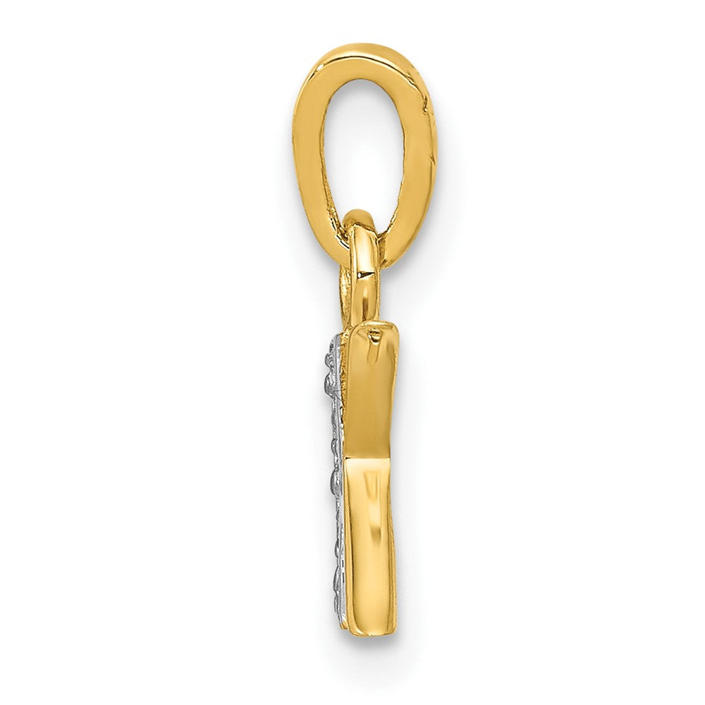 10K Gelb mit Rhodium 10K und Rhodium Diamant Initiale K Charm