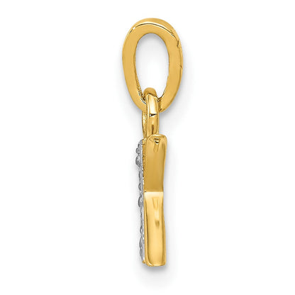 10K Gelb mit Rhodium 10K und Rhodium Diamant Initiale K Charm