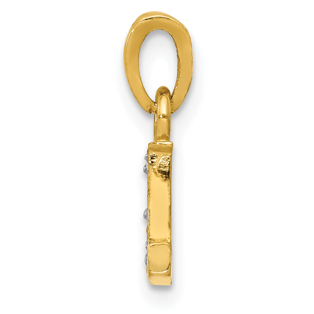 10K Gelb mit Rhodium 10K und Rhodium Diamant Initiale L Charm