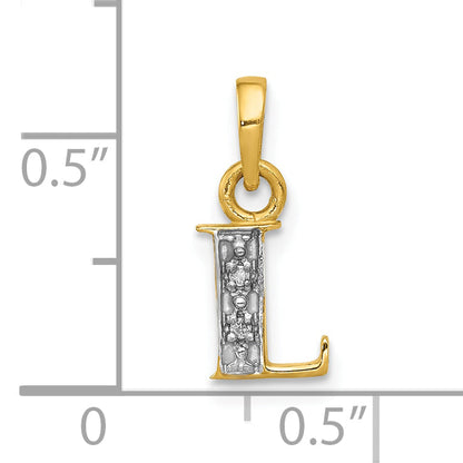 10K Gelb mit Rhodium 10K und Rhodium Diamant Initiale L Charm