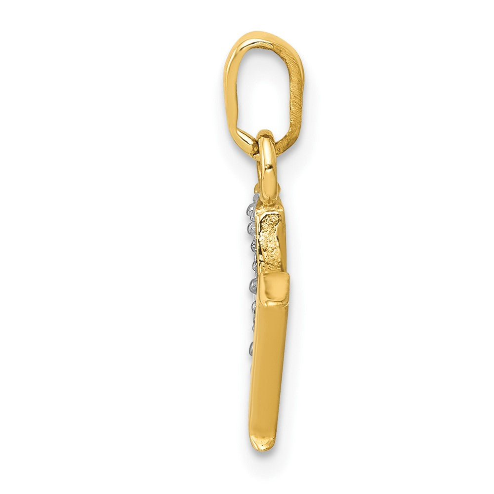 10K Gelb mit Rhodium 10K und Rhodium Diamant Initiale M Charm