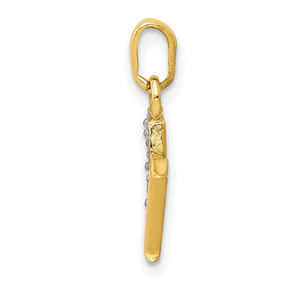 10K Gelb mit Rhodium 10K und Rhodium Diamant Initiale M Charm