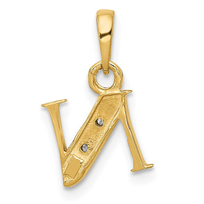 10K Gelb mit Rhodium 10K und Rhodium Diamant Initiale N Charm