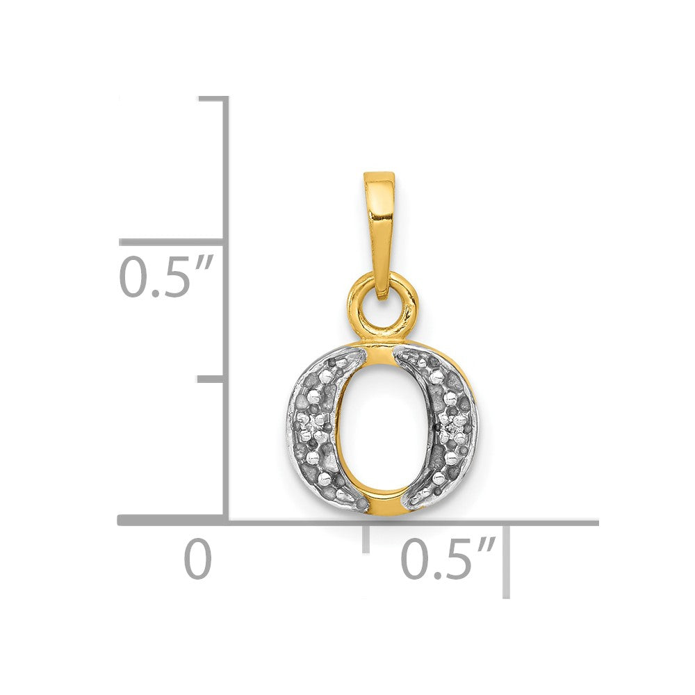 10K Gelb mit Rhodium 10K und Rhodium Diamant Initiale O Charm