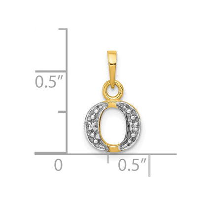 10K Gelb mit Rhodium 10K und Rhodium Diamant Initiale O Charm