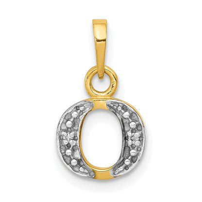 10K Gelb mit Rhodium 10K und Rhodium Diamant Initiale O Charm
