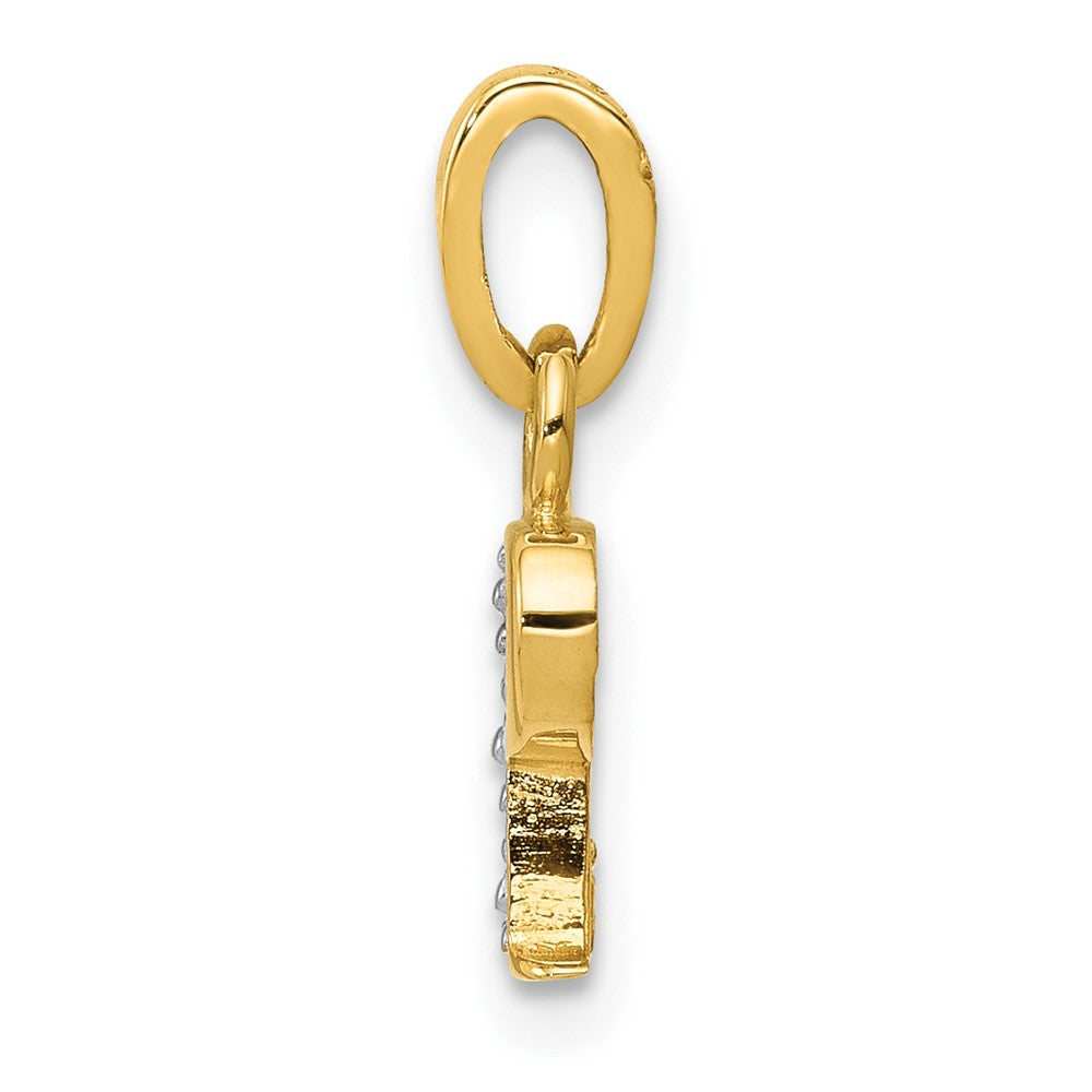 10K Gelb mit Rhodium 10K und Rhodium Diamant Initiale P Charm