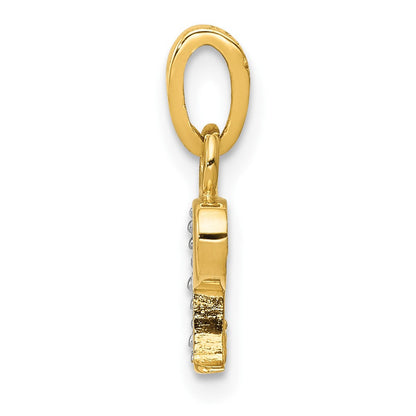 10K Gelb mit Rhodium 10K und Rhodium Diamant Initiale P Charm