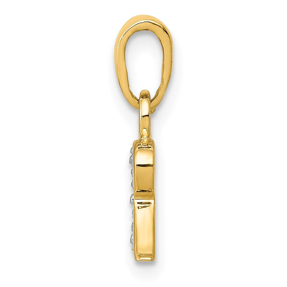 10K Gelb mit Rhodium 10K und Rhodium Diamant Initiale R Charm