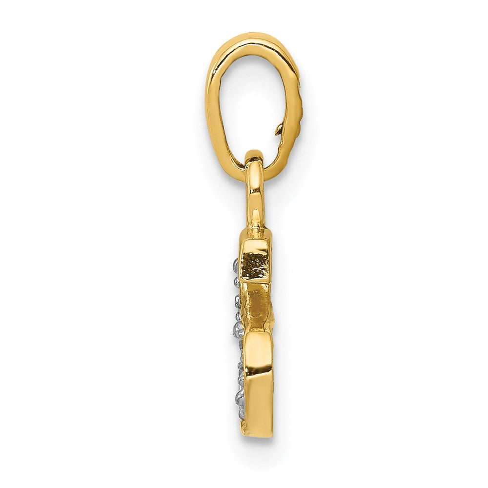 10K Gelb mit Rhodium 10K und Rhodium Diamant Initiale S Charm