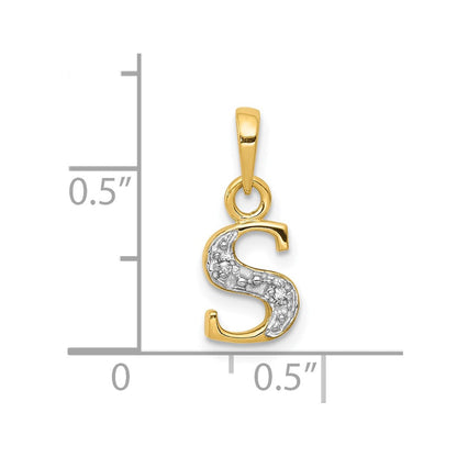 10K Gelb mit Rhodium 10K und Rhodium Diamant Initiale S Charm