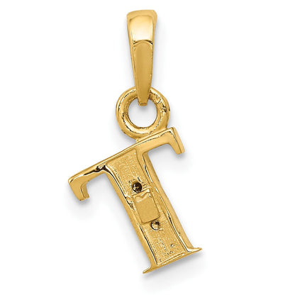 10K Gelb mit Rhodium 10K und Rhodium Diamant Initiale T Charm