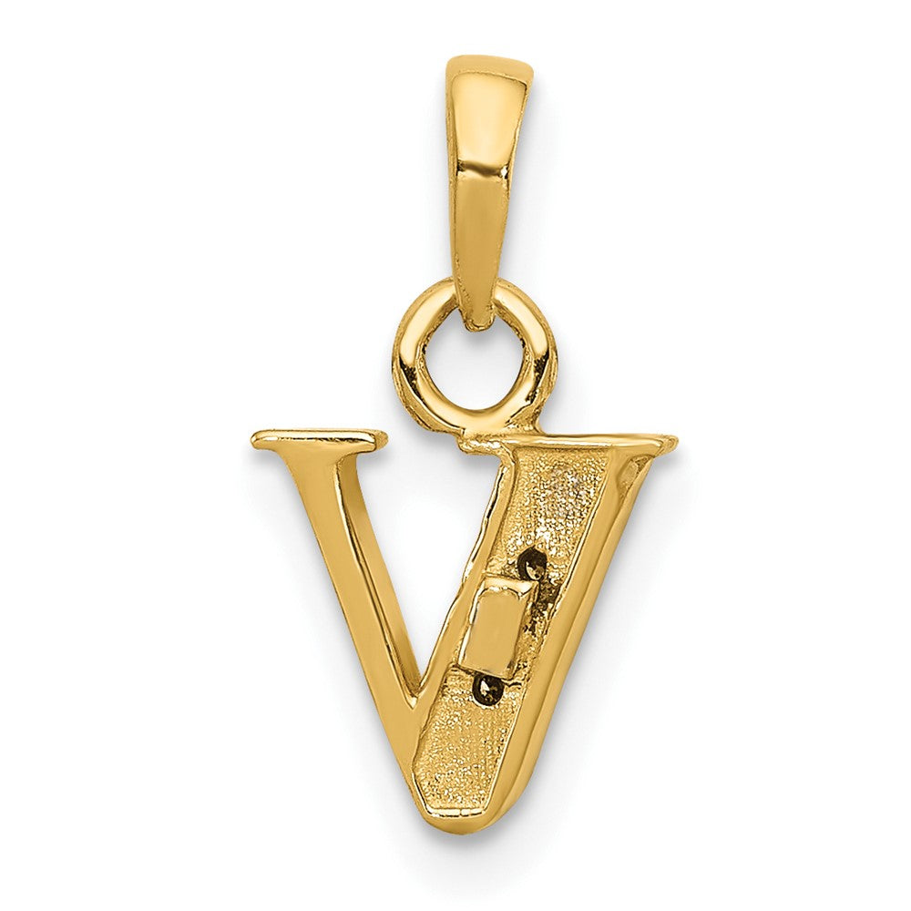 10K Gelb mit Rhodium 10K und Rhodium Diamant Initiale V Charm