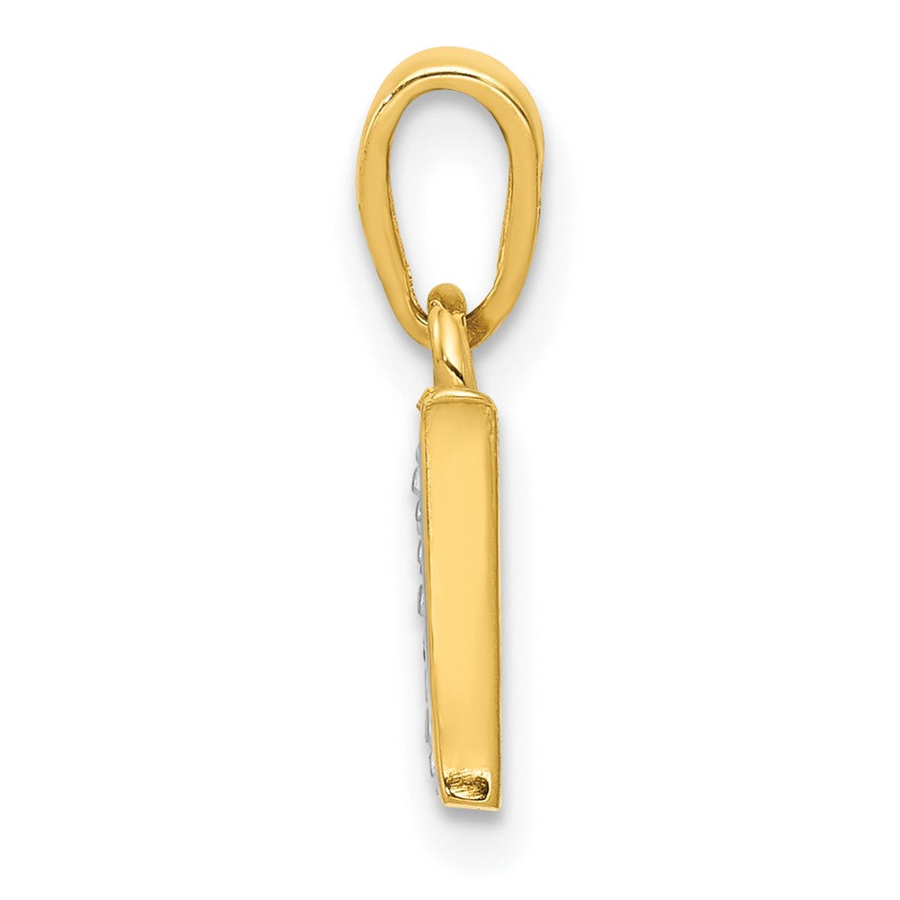 10K Gelb mit Rhodium 10K und Rhodium Diamant Initiale W Charm