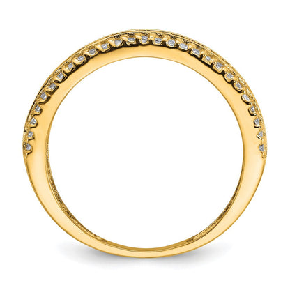 10K Gelbgold Tiara Kollektion Poliert Zirkonia Ring (size 7 Nur)