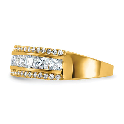 10K Gelbgold Tiara Kollektion Poliert Zirkonia Ring (size 7 Nur)