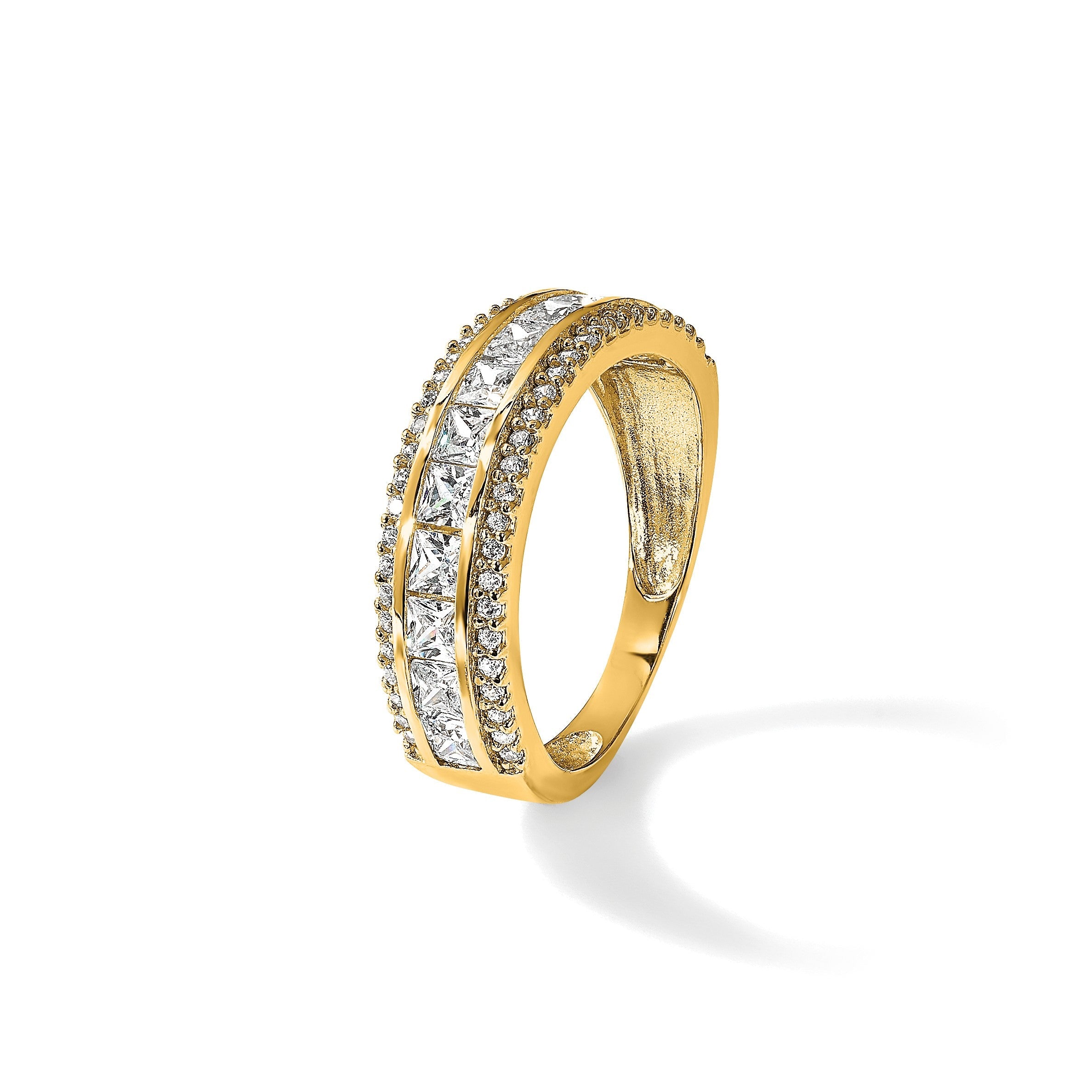 10K Gelbgold Tiara Kollektion Poliert Zirkonia Ring (size 7 Nur)