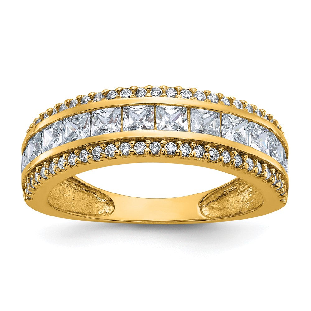 10K Gelbgold Tiara Kollektion Poliert Zirkonia Ring (size 7 Nur)