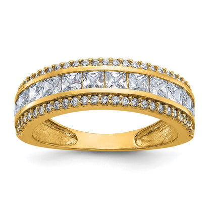 10K Gelbgold Tiara Kollektion Poliert Zirkonia Ring (size 7 Nur)