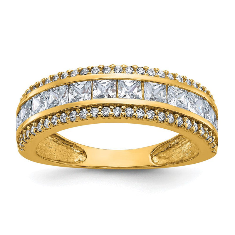 10K Gelbgold Tiara Kollektion Poliert Zirkonia Ring (size 7 Nur)