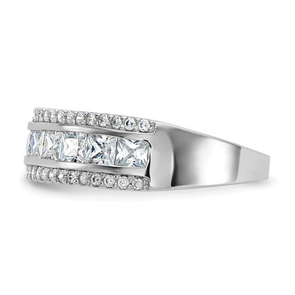 10K Weißgold Tiara Kollektion Poliert Zirkonia Ring