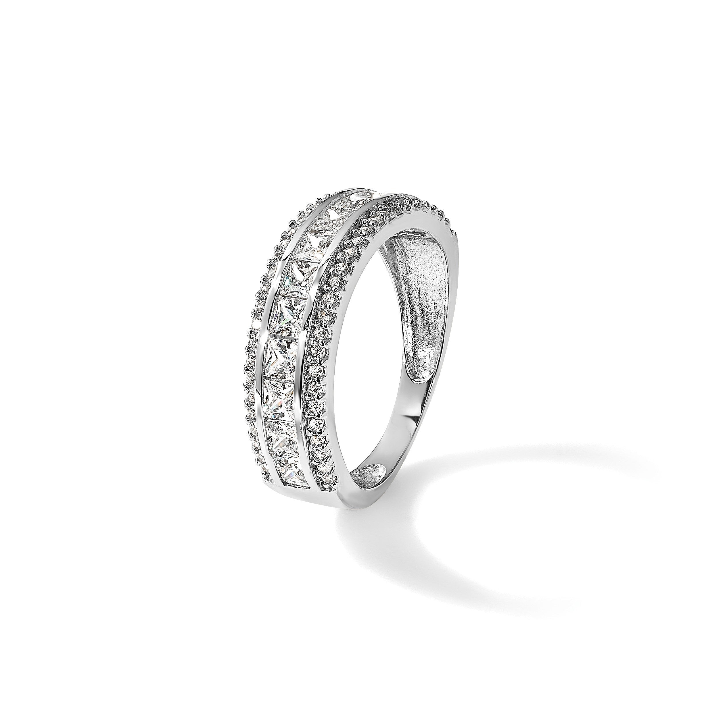 10K Weißgold Tiara Kollektion Poliert Zirkonia Ring