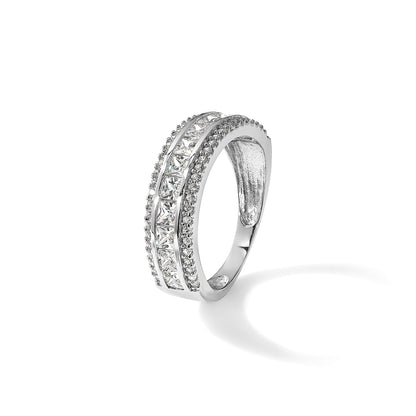 10K Weißgold Tiara Kollektion Poliert Zirkonia Ring