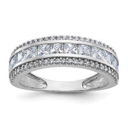 10K Weißgold Tiara Kollektion Poliert Zirkonia Ring